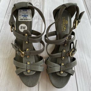Gray Wedge Sandals